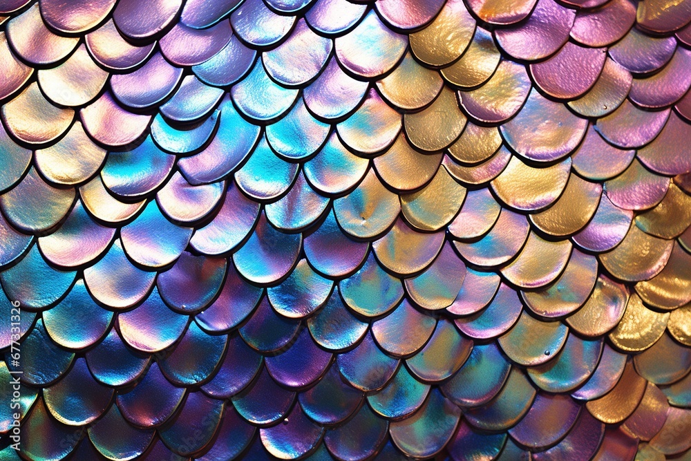 Abstract representation of mermaid’s tail with shimmering scales - obrazy, fototapety, plakaty 