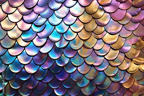Abstract representation of mermaid’s tail with shimmering scales photo