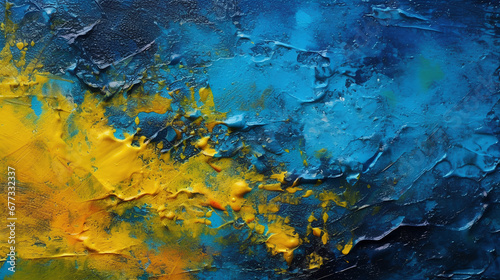 Abstract yellow and blue oil painting texture background