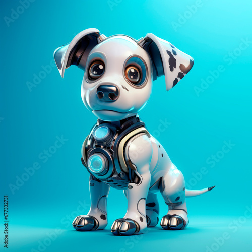 Toy robot dog on a blue background 
