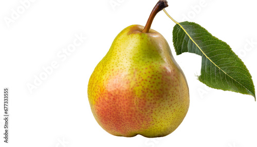 A Pear with Leaf Isolated on a Transparent Background Png