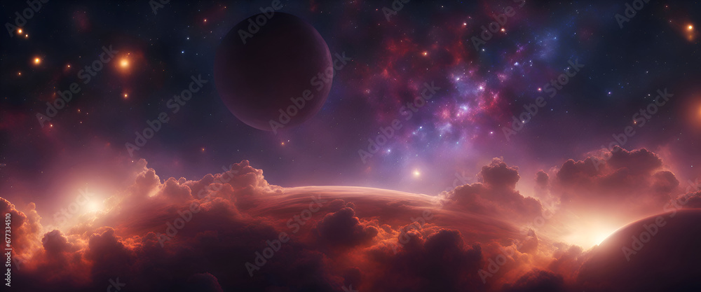 Planets in outer space. Science fiction wallpaper. Beauty of deep space.