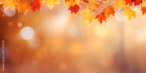 Fall Foliage Bliss Maple Leaves Sunlight Bokeh, Generative AI
