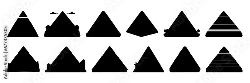 Pyramid silhouettes set, large pack of vector silhouette design, isolated white background