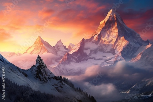 Breathtaking sunrise over majestic mountains © Francesco
