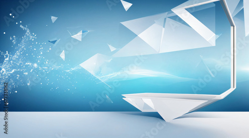 paper boat on blue background