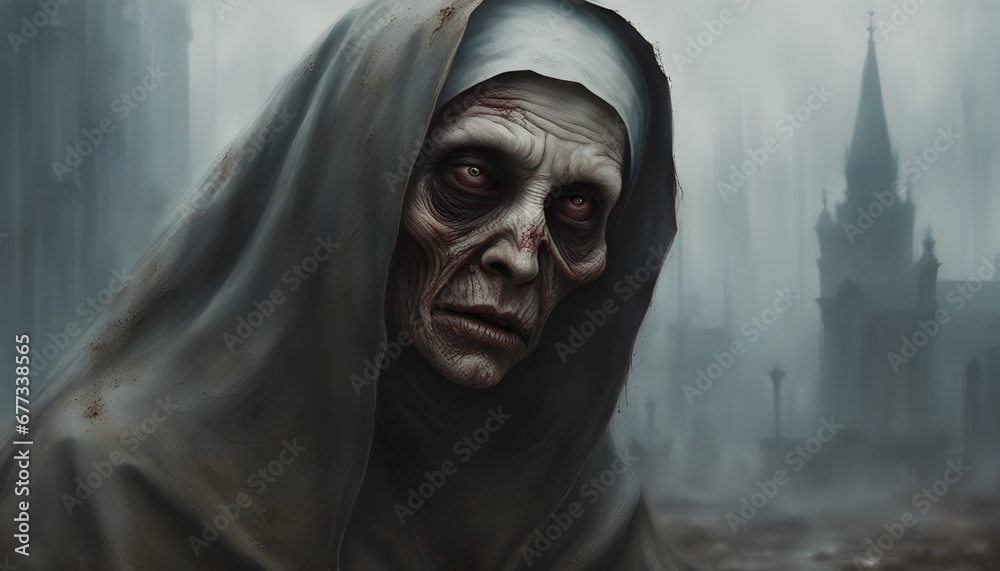 A post apocalyptic zombie nun A post apocalyptic zombie nun