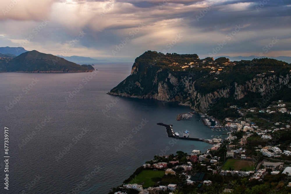 View from Villa San Michele overlooking Marina Grande on the Island of Capri in Campania, Italy View from Villa San Michele overlooking Marina Grande on the Island of Capri in Campania, Italy