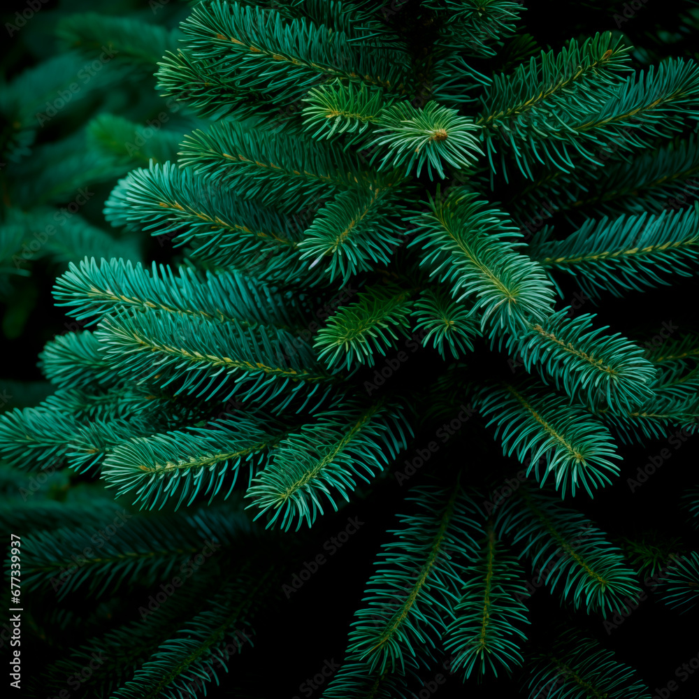 Close-up of vibrant green spruce branches. Close-up of vibrant green spruce branches.