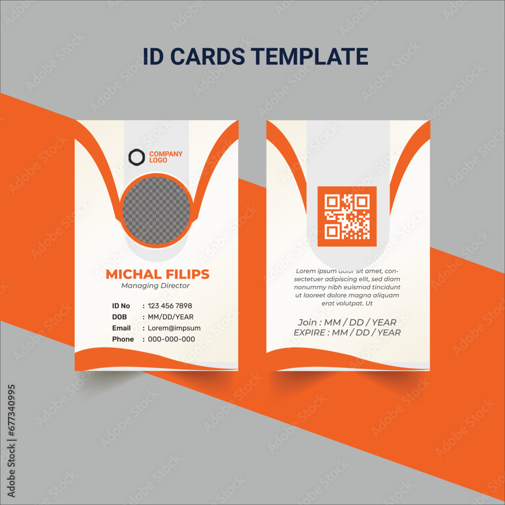 Corporate ID card design template ID card design for office, Identity