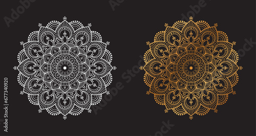 Ornamental Geometric luxury mandala pattern vector design golden and White