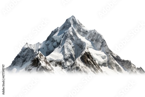 Tranquil Snowy Landscape: Majestic Mountain Peaks and Clear Blue Skies