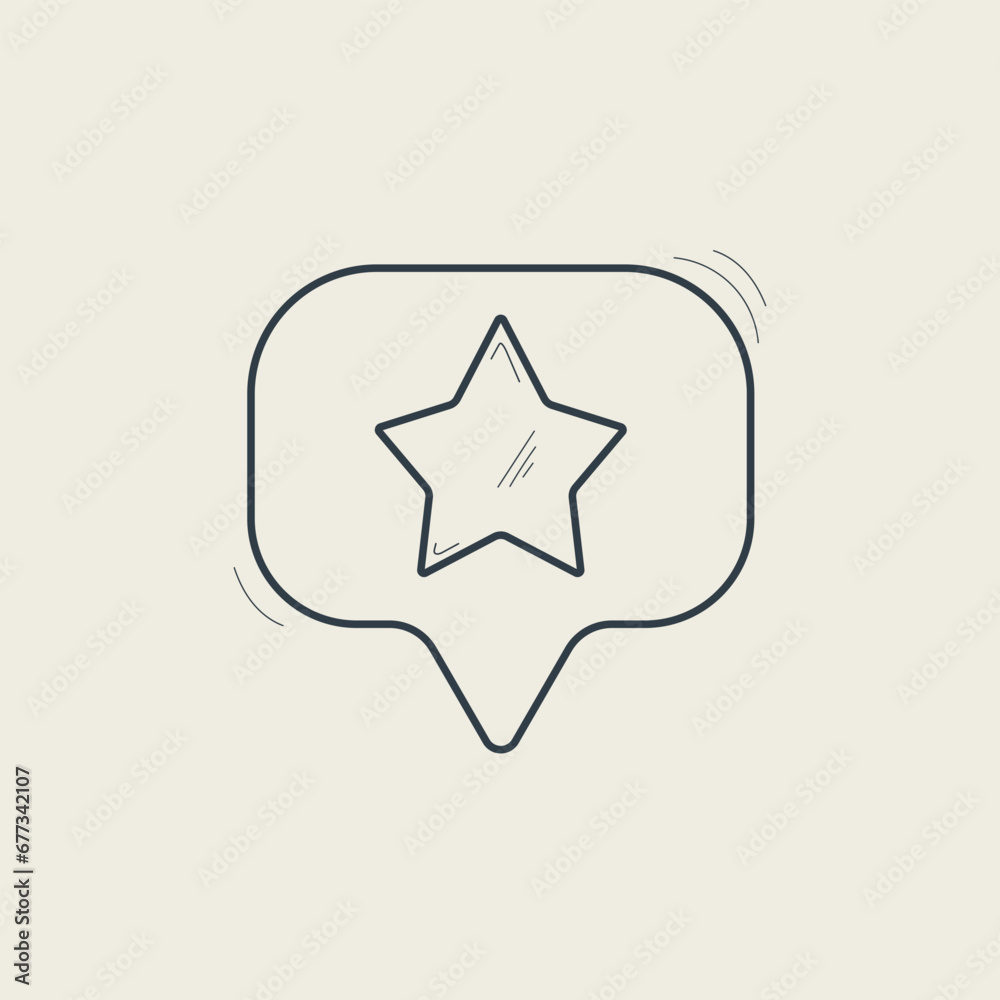 Bubble speech with star black stroke doodle simple icon isolated on light background. Vector illustration. Bubble speech with star black stroke doodle simple icon isolated on light background. Vector illustration.