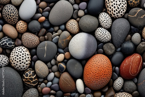 Beach pebbles encrusted with barnacles