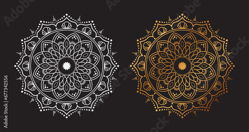 Ornamental Geometric luxury mandala pattern vector design golden and White
