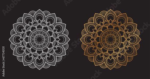 Ornamental Geometric luxury mandala pattern vector design golden and White