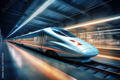 Bullet train side view with motion blur
