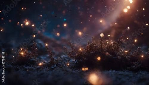 abstract background with snow and bokeh effect. 3d render