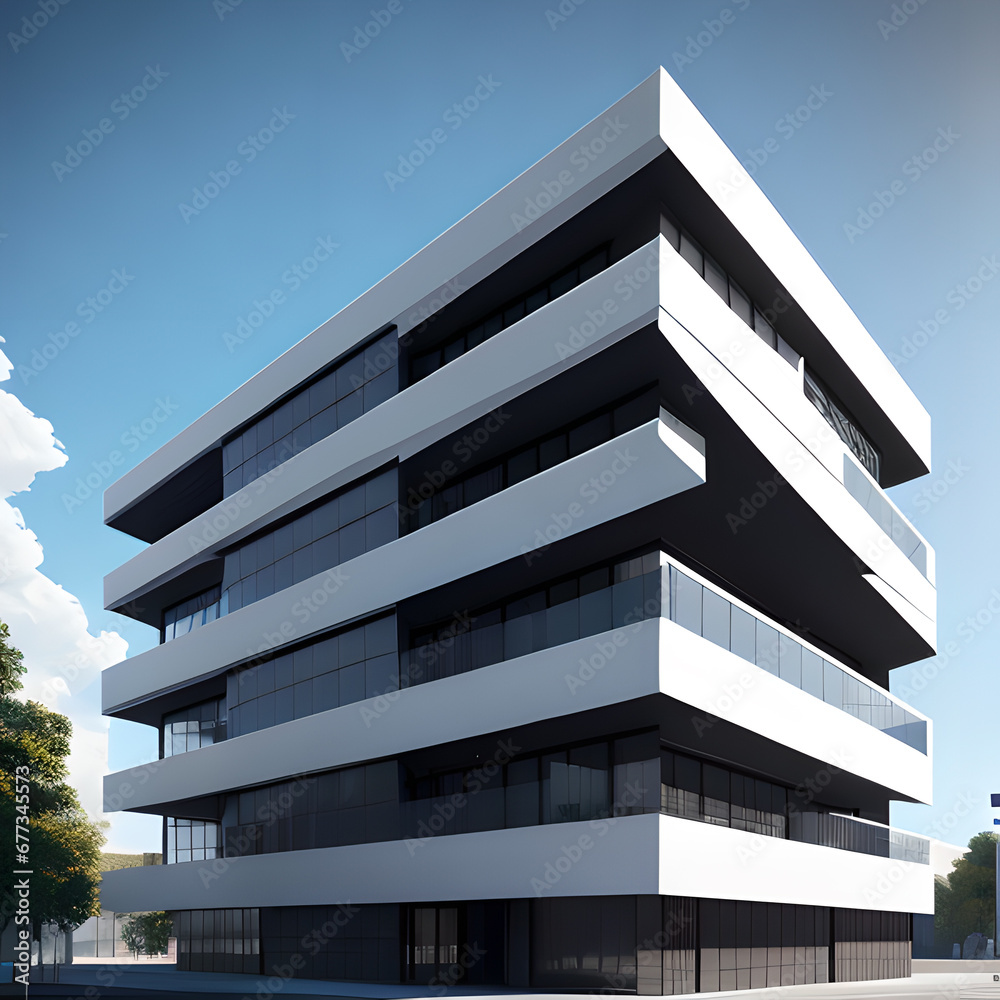 Modern stylish minimalistic architecture of beautiful buildings,Generative AI
