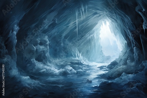 Crystal clear ice cave in a glacier's heart photo