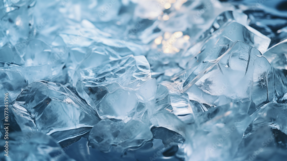 Broken ice in blue water. Natural ice. Cold frozen water. Winter season. Arctic glacier, north beauty. Abstract wallpaper, transparent texture. Generated AI Broken ice in blue water. Natural ice. Cold frozen water. Winter season. Arctic glacier, north beauty. Abstract wallpaper, transparent texture. Generated AI