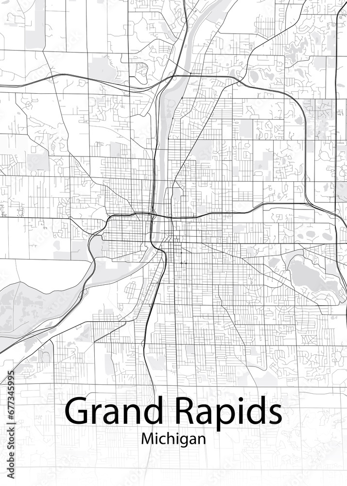 Grand Rapids Michigan minimalist map