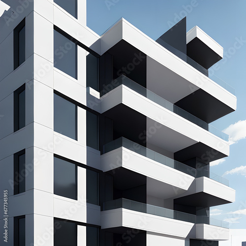 Modern stylish minimalistic architecture of beautiful buildings Generative AI