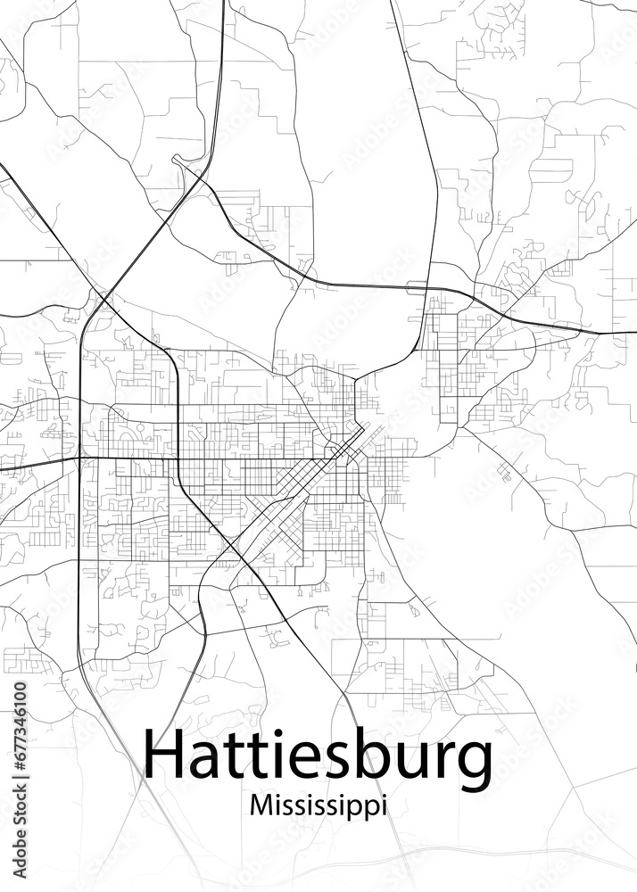 Hattiesburg Mississippi minimalist map