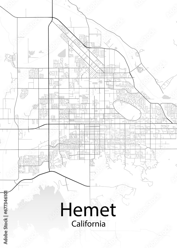 Hemet California minimalist map
