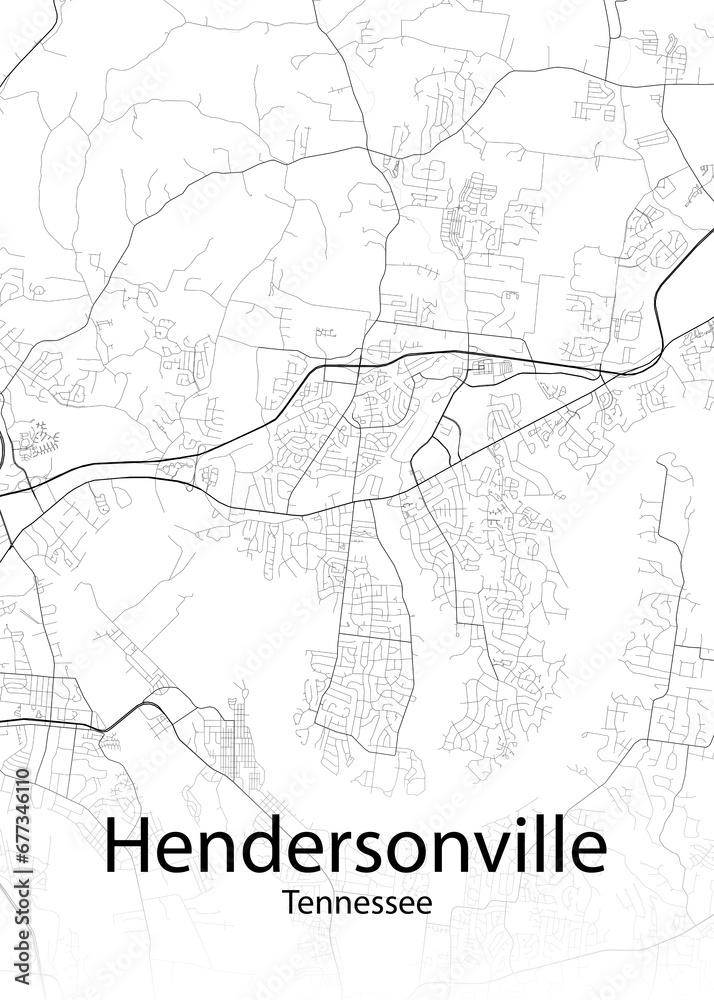 Hendersonville Tennessee minimalist map