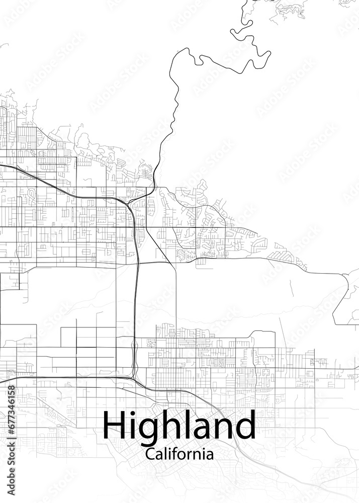 Highland California minimalist map