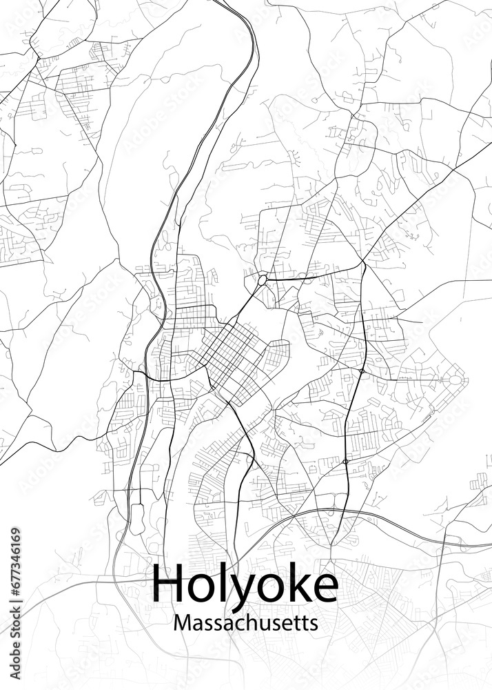Holyoke Massachusetts minimalist map