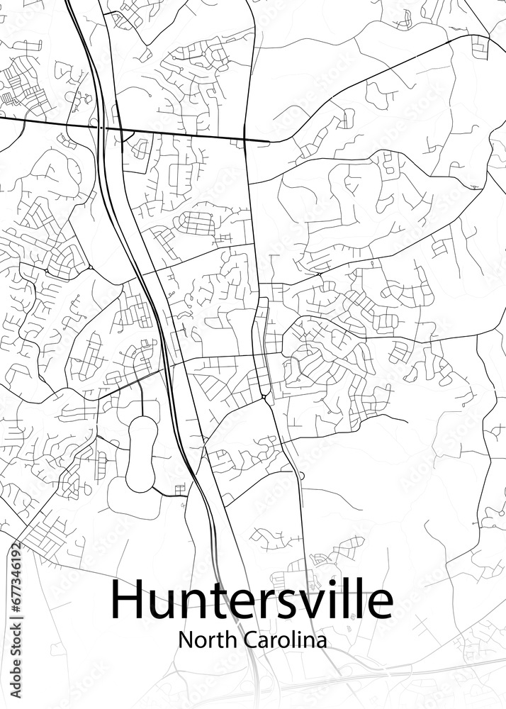 Huntersville North Carolina minimalist map