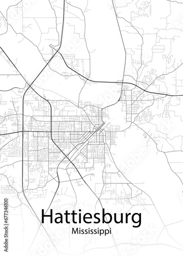 Hattiesburg Mississippi minimalist map