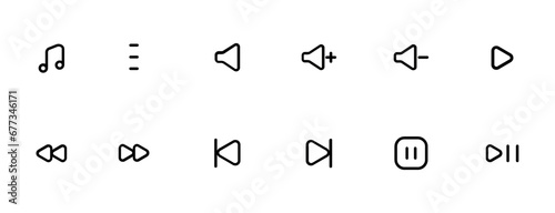 Music and sound icon set. Music sign. Vector, Editable Stroke. Line, Solid, Flat Line, and Suitable for Web Page, Mobile App, UI, UX design.