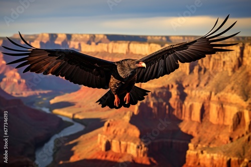 California Condor soaring above Grand Canyon