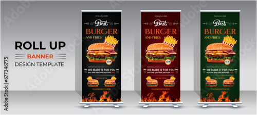 burger restaurant roll up banner