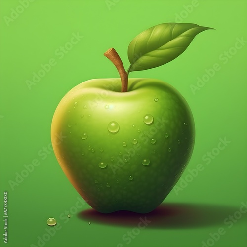 Zielone jabłko - Ilustacja 3D