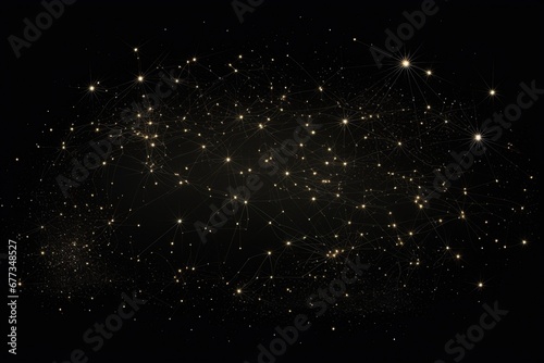 Constellations mapped out in a dark, cloudless sky photo