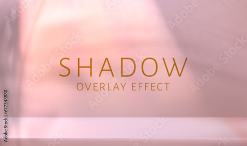 Tropical palm leaves shadow overlay on beige background. Realistic vector illustration of branch silhouettes and podium scene for cosmetic product presentation. Display room and exotic plant foliage.