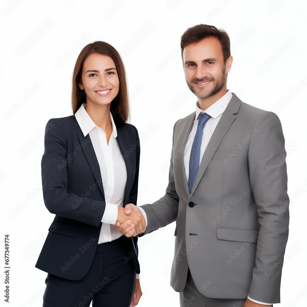 Modern Business Professionals Shaking Hands, Isolated on White. Generative ai