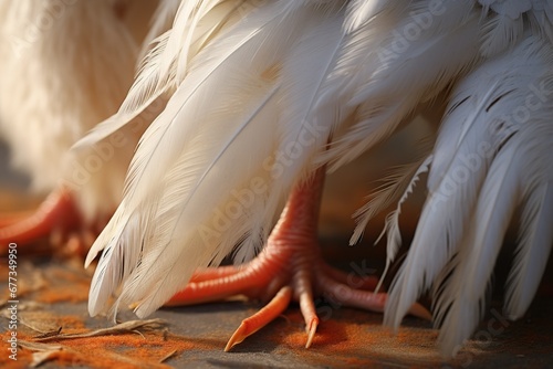 Close-up of a stork’s feet and feathers, highlighting its unique adaptations