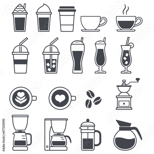 Coffee vector icon set design  icon  coffee  drink  vector  cup  set  glass  symbol  cocktail  beer  tea  icons  wine  beverage  illustration  cafe  restaurant  sign  alcohol  design  water  juice