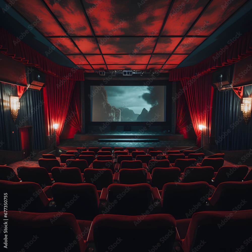Fototapeta premium an empty auditorium in a theater or cinema, rows of chairs without people.