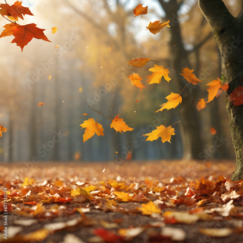 autumn leaves background,Autumn leaves falling from the trees,Autumn Day photo