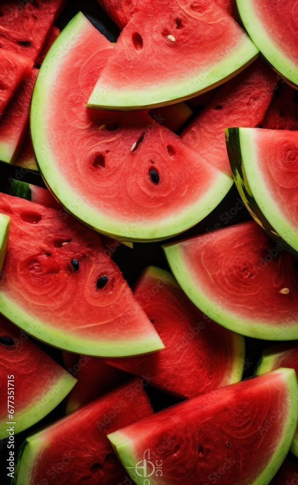 colorful slices of watermelon on a table colorful slices of watermelon on a table