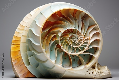 Cross-section of nautilus shell, spiral geometry