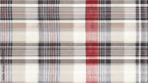  a close up of a plaid pattern with a red and white stripe on the bottom of the checkerboard.