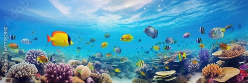 Colorful underwater world with a big variety of Sealife in tropical ocean photo