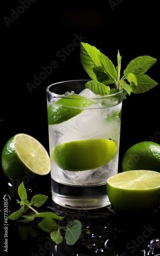 A cocktail with lime juice, mint